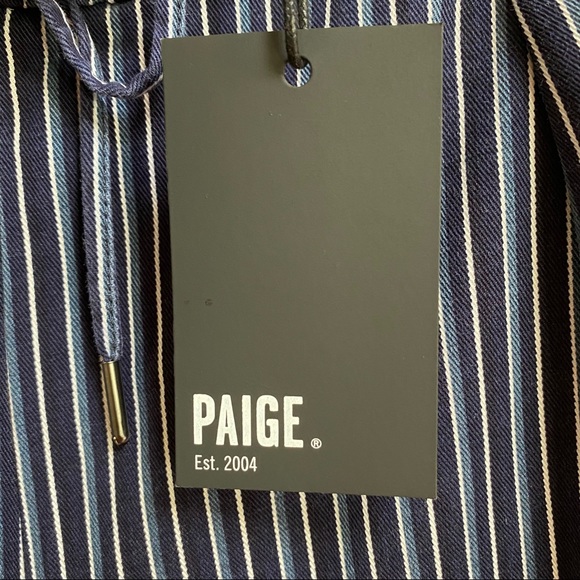 PAIGE Navy Blue Paradise Charisma Stripe Wide Leg Pants - Picture 16 of 16